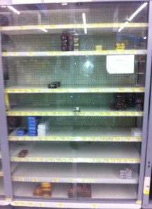 Bare ammunition shelves at the Riverhead Wal-Mart after gun control laws Riverhead, Gun Control, Governor Andrew Cuomo, Sandy Hook, Wal-Mart