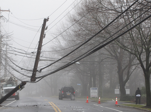 TIM GANNON PHOTO | The crash scene Saturday morning in Riverhead. TIM GANNON PHOTO | The crash scene Saturday morning in Riverhead.