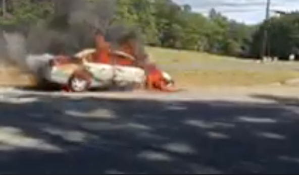 A screenshot of a video taken by a passing motorist.