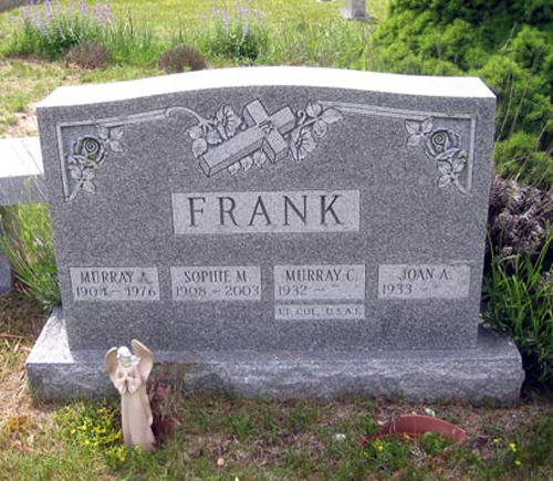 The headstone on the Frank family burial site in Westhampton Beach. (Credit: Dean Speir, On the Beach blog)