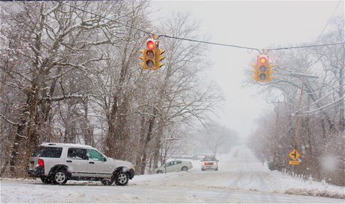A car slid off Northville Turnpike just north of Middle Road. (Barbaraellen Koch Photo)