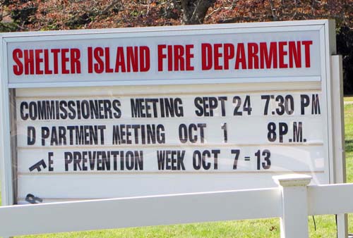 Shelter Island Fire Department sign