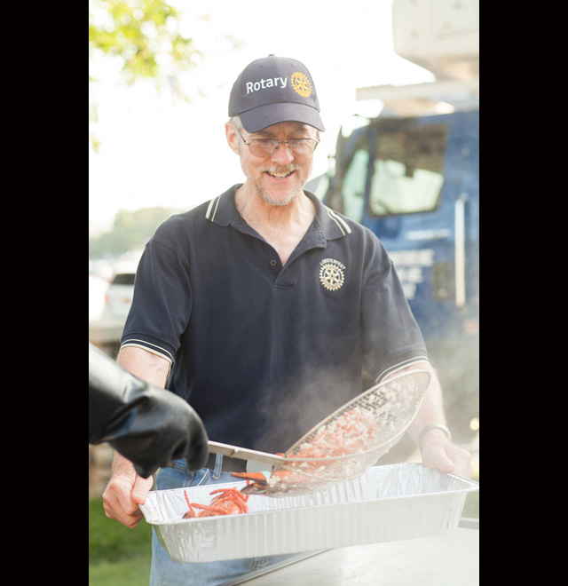Colin Van Tuyl with a tray of lobster.