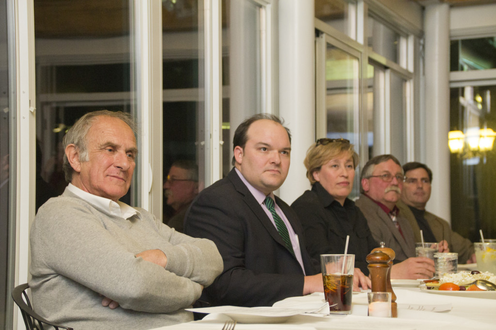 (L-R) Candidates at the Meet the Candidates night in East Marion Tuesday evening. (Credit: Paul Squire)