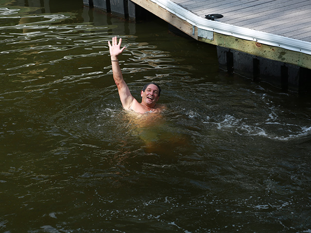 Jeff Strong after jumping in the water.