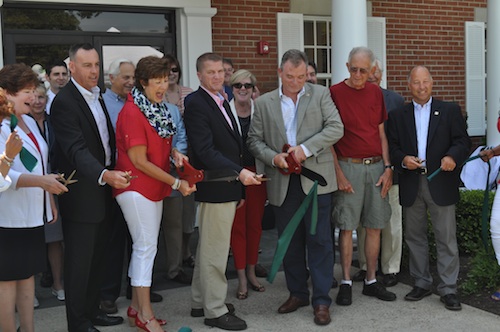 Bank employees and Supervisor Scott Russell (Center) celebrated the opening of Bridgehampton National Bank's new location in Mattituck. (Cyndi Murray photo)