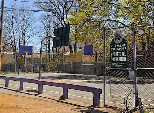 Village board members hope to resurface the basketball courts on Third Street. (Cyndi Murray photo)