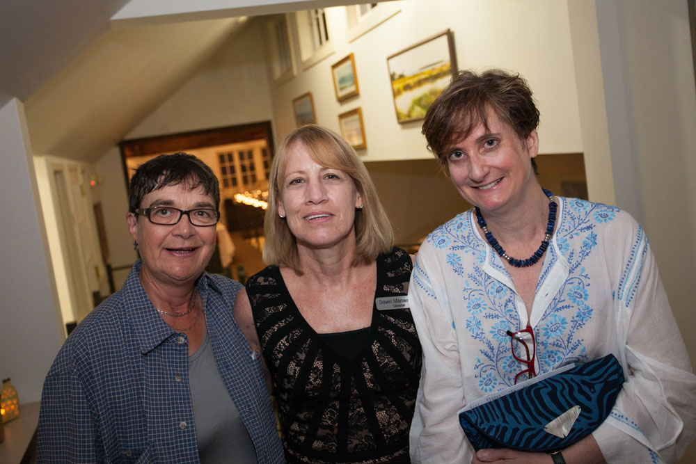 From left: Board member Paula Hepner, librarian Dawn Manwaring, and Alix Ninfo, vice president of the Board of Trustees. (Credit: Katharine Schroeder)