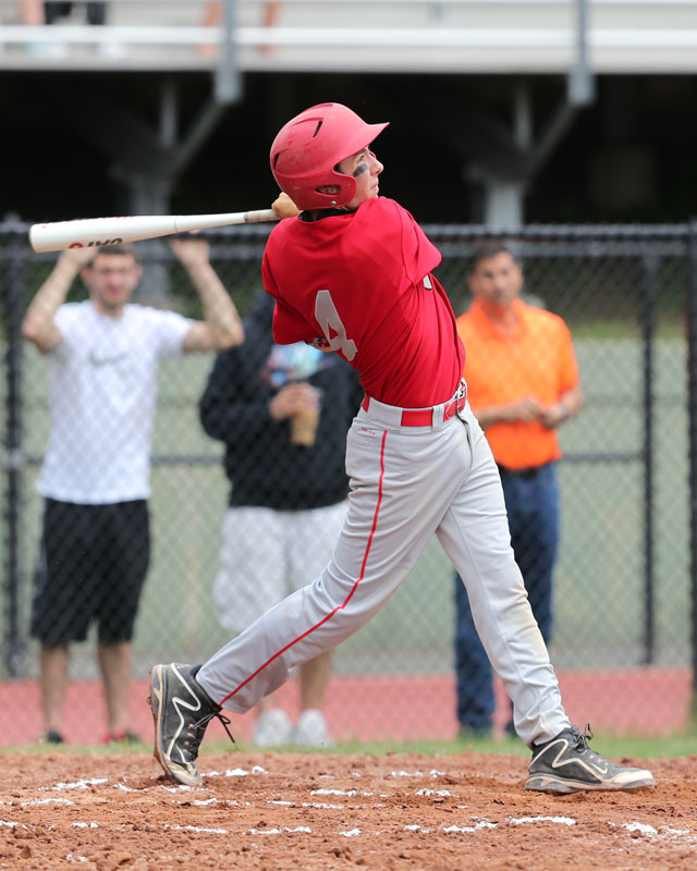 Patrick McFarland batting against Tuckahoe. (Credit: Daniel De Mato)