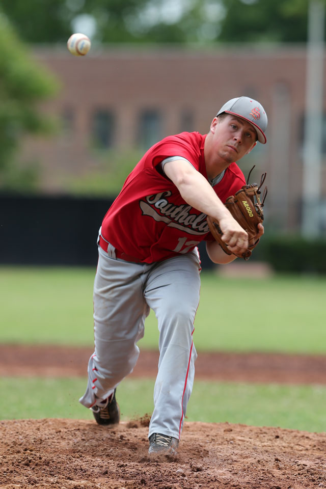 Alexander Poliwoda pitched a complete game as Southold defeated Tuckahoe 8-5 in the Class C Baseball Regional Championship game at Mamaroneck High School in Mamaroneck. (Credit: Daniel De Mato)