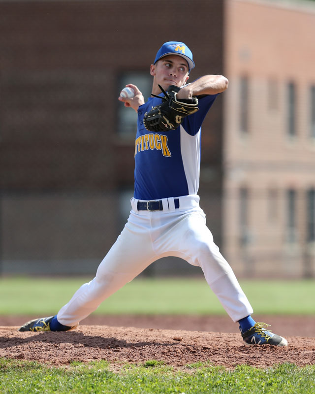 Joe Tardif pitched 6 1/3 innings for Mattituck leaving the game with a 4-2 lead. (Credit: Daniel De Mato)