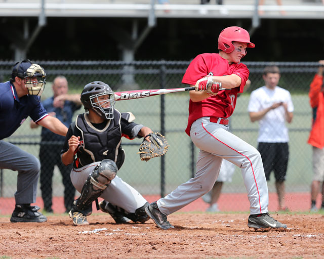 Dylan Clausen batting against Tuckahoe. (Credit: Daniel De Mato)