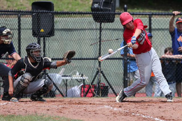 Greg Gehring makes contact with the ball. (Credit: Daniel De Mato)
