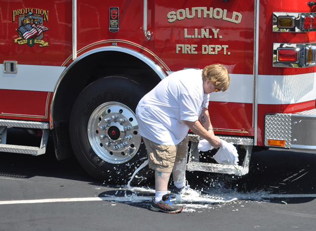 Chief Peggy Killian christened the rescue pumper. (Credit: Grant Parpan)
