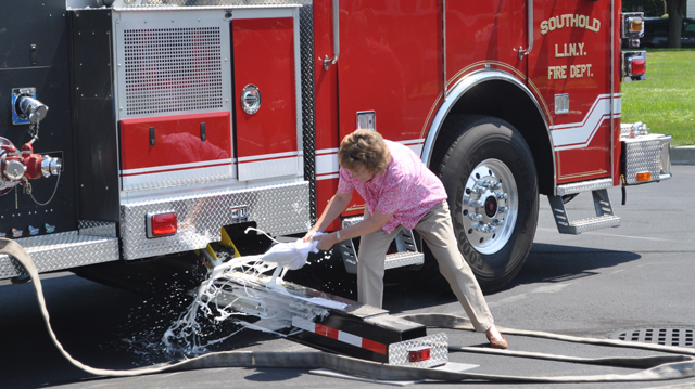 Southold's newest ladder truck is christened. (Credit: Grant Parpan)