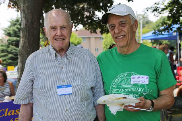 Former Greenport principal Bob Neidich ('56-'65) and Eric Aanestad ('60). (Credit: Joe Werkmeister)