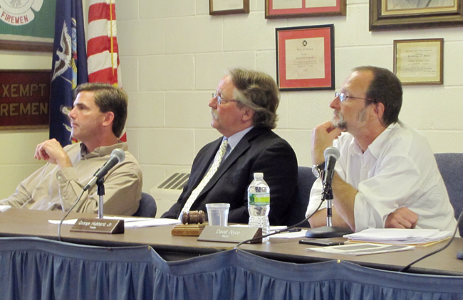 The seats of trustees David Murray (left), George Hubbard Jr. and Mayor David Nyce (right) are up for grabs in the the village's 2015 election. (Credit: Cyndi Murray)