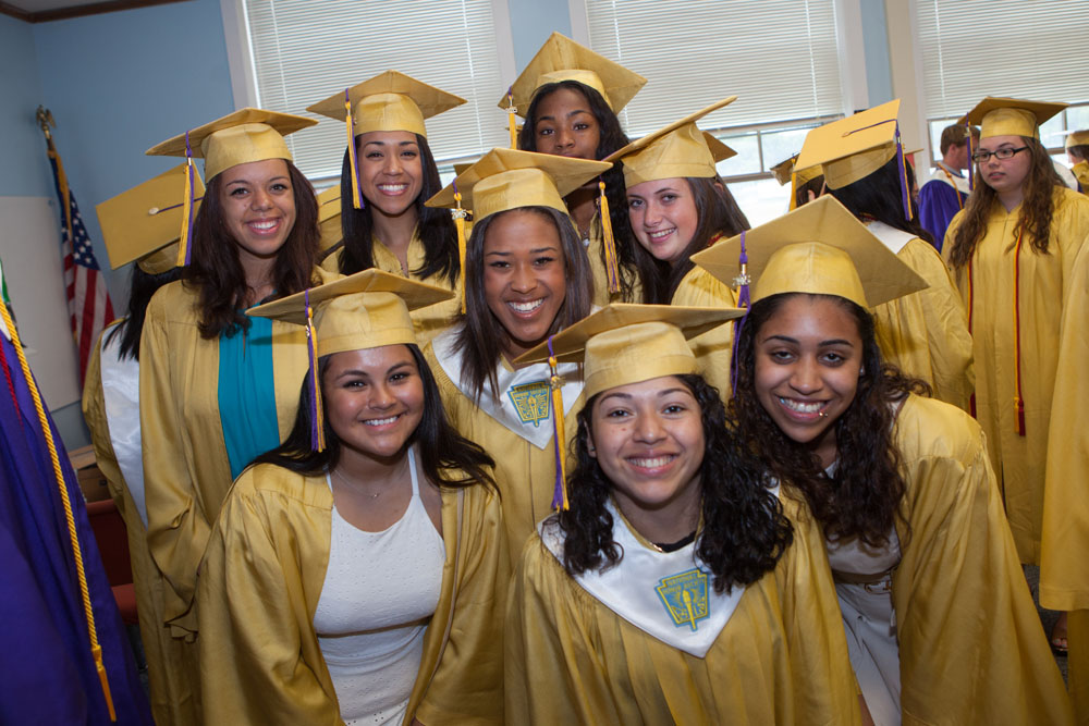 A group of graduates pose before the ceremony.