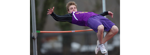 Greenport/Southold freshman Ben Bracken, a newcomer to the high jump, set a personal record by clearing 5 feet 4 inches. (Credit: Garret Meade)