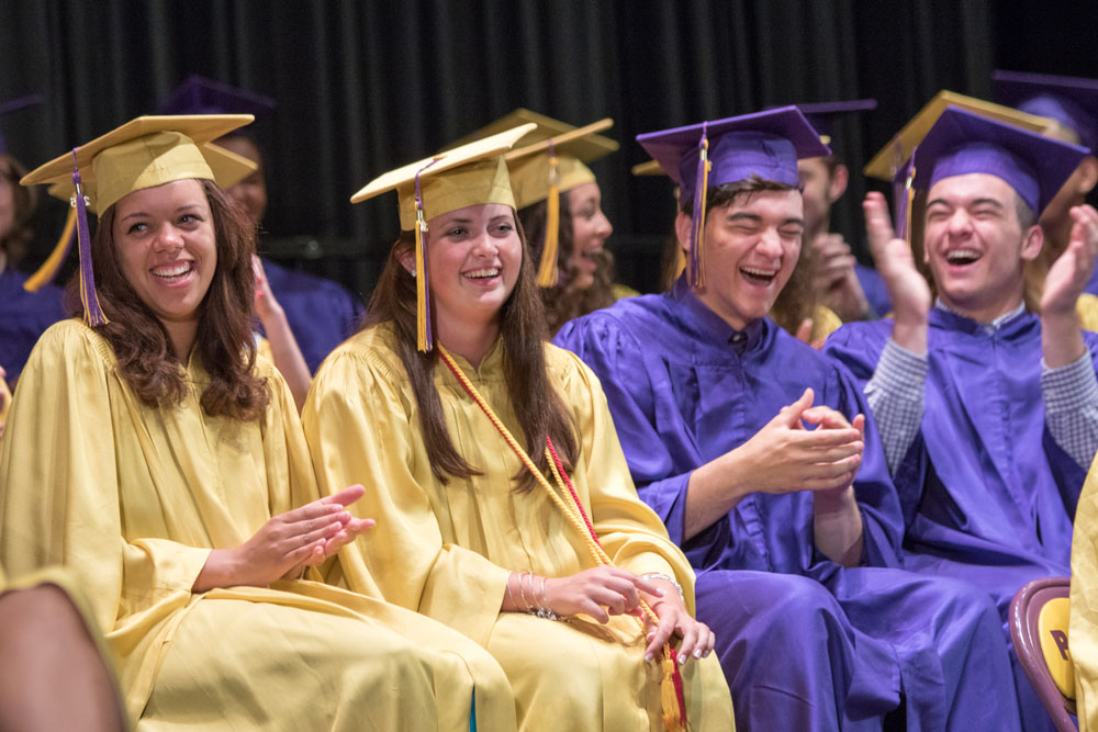Students react to Mr. McEvoy's speech.