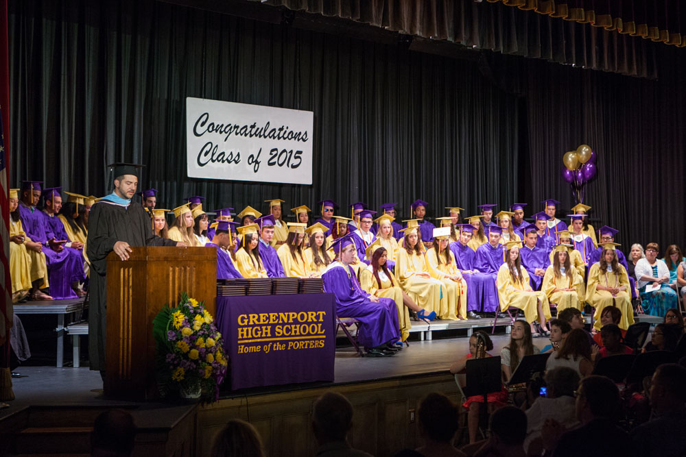 High School principal Gary Kalish speaks.