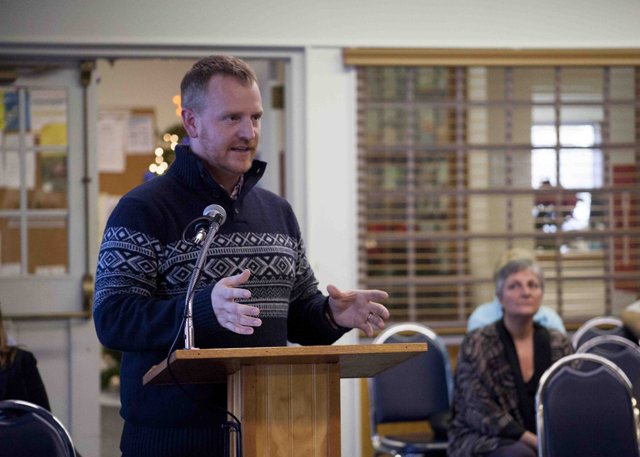 Regan Meador at a December public hearing. (Credit: Chris Lisinski)