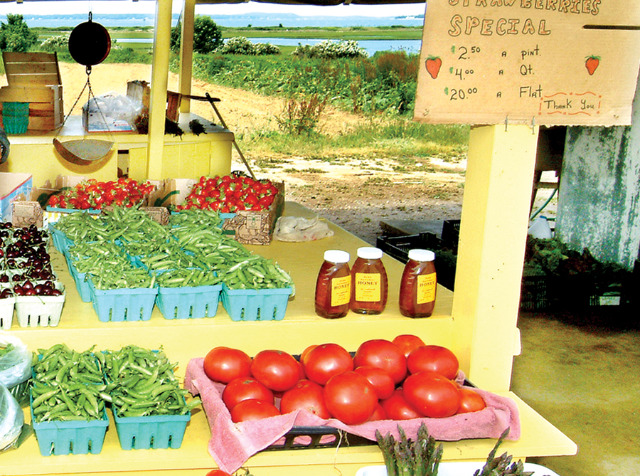 A Suffolk Times file photo of the landmark Latham Farm Stand and its views of the bay.