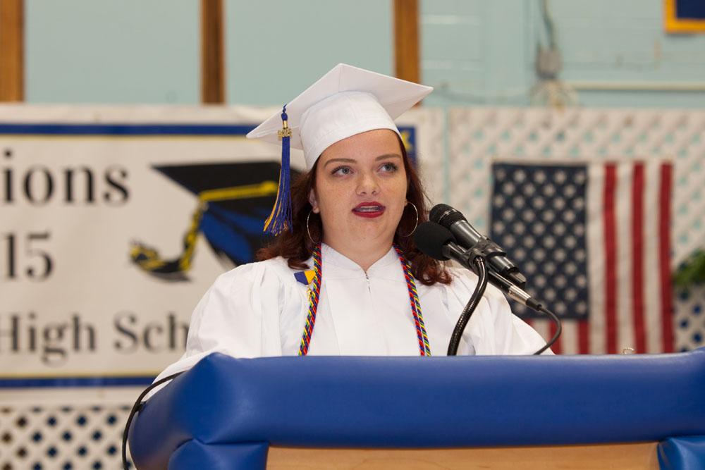 Abigail Terry gives the invocation. (Credit: Katharine Schroeder)