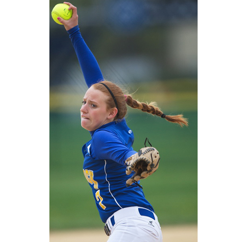 GARRET MEADE PHOTO | Mattituck senior Sara Perkins pitched her first career no-hitter in the same game in which she slugged her first career home run.