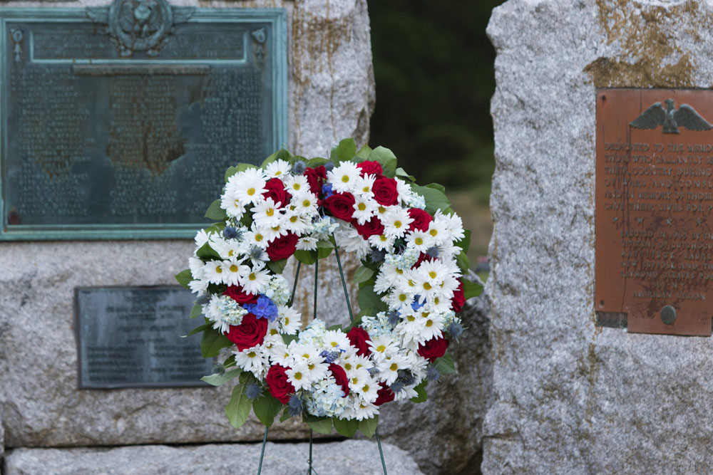 The Mattituck Fire Department held a ceremony at the war memorial at Pike Street and Wickham Avenue. (Credit: Katharine Schroeder)