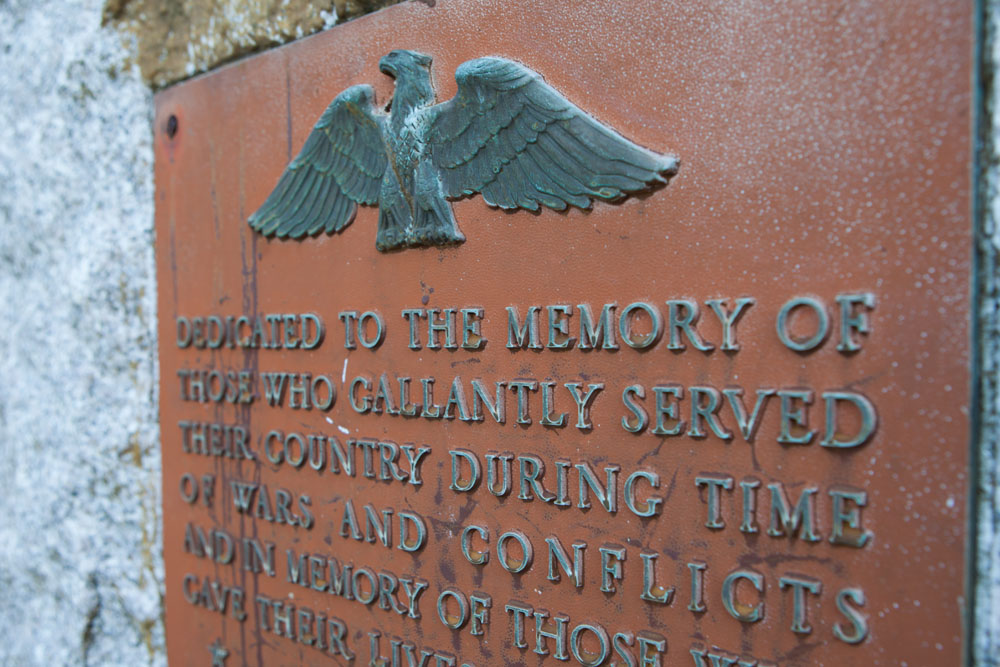 The Mattituck Fire Department held a ceremony at the war memorial at Pike Street and Wickham Avenue. (Credit: Katharine Schroeder)