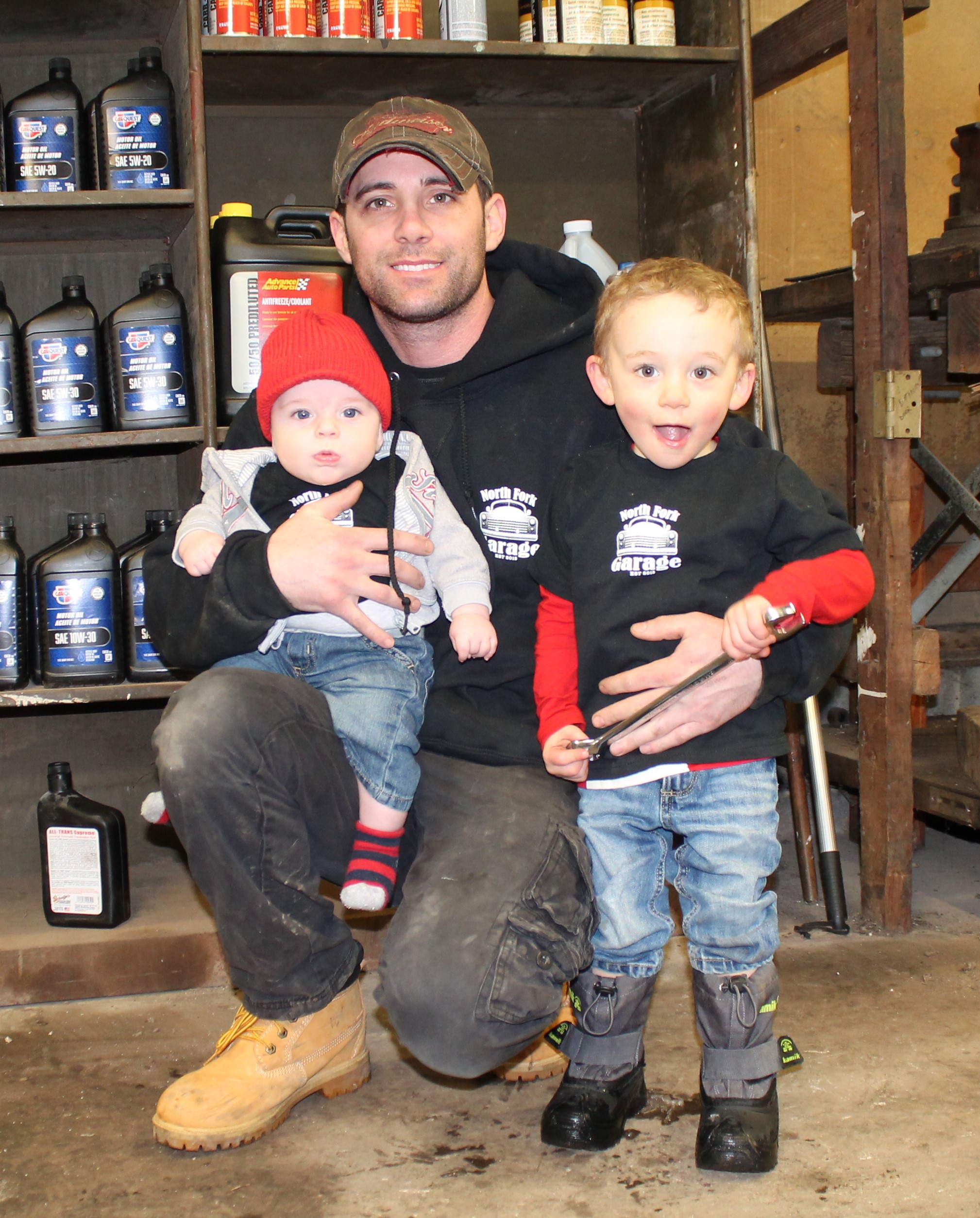 Todd Davey with his two sons Wade and Cole. (Credit: North Fork Garage)