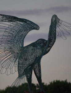 GARRET MEADE PHOTO | The osprey sculpture at Jean W. Cochran Park looking down at the North Fork baseball team named after it.
