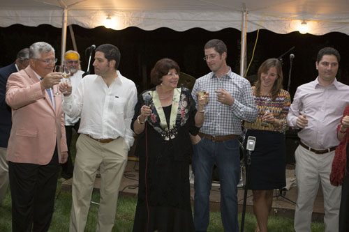 KATHARINE SCHROEDER PHOTO | The Massoud family at the 30th anniversary celebration of Paumanok Vineyards Saturday night.