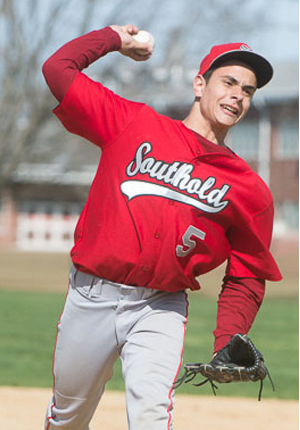 ROBERT O'ROURK PHOTO | Southold junior Anthony Fedele pitched a no-hitter with 12 strikeouts against Shelter Island on Monday.