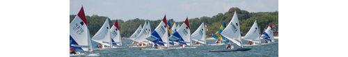 Seconds after the start of the 44th annual World's Longest Sunfish Race, Around Shelter Island, NY, the Sunfish were bunched together. (Credit: Robert O'Rourk)