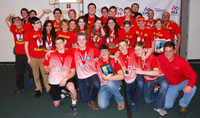 Southold Robotics celebrates its invitation to the FIRST Robotics world championship later this month. (Credit: PRMG New York)