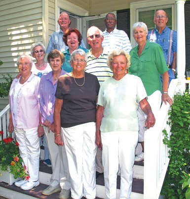 Members of Southold High School's Class of 1951 got together for a weekend of activities earlier this month to celebrate their 60-year reunion. Thirteen of the class' 30 graduates were on hand for at least one of the planned events. Back row, from left: Graham Glover, Harold Avent, Chet Albertson; second row: Audrey Petty Reinhardt, Maureen Stevens Turner, John Simon, Peggy Fischer Murphy; front row: Barbara Ulrich Davids, Cynthia Knight Mellas, Janis Dickerson Krise and Joan Smith Haupt. Not pictured: Dave Case and Ernie Case. A donation was made to Southold Free Library in memory of C. Bruce Staiger, a favorite teacher and mentor.