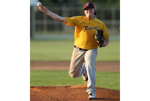 Riverhead's starting pitcher, Zach Hamilton, pitched five scoreless innings during which he held North Fork to one hit. (Credit: Daniel De Mato)