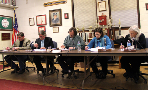 Greenport Village Board members Monday night. (Carrie Miller photo)
