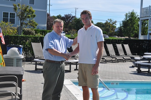CYNDI MURRAY PHOTO | Lifeguard Mike Liegey, right, will be honored by the NY Islanders after a save in September.
