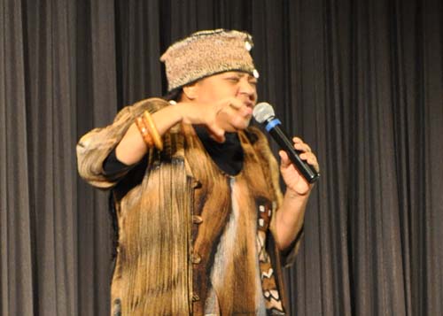 Storyteller and teaching artist Queen Nur in Greenport Friday. | Rachel Young