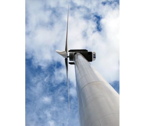 A wind turbine in Laurel. (Credit: File photo)